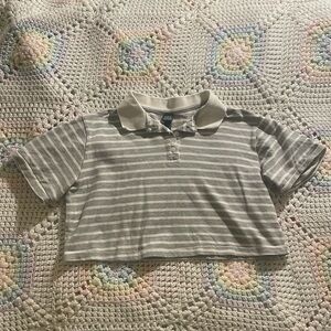 cute striped cropped collared shirt